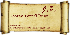 Janzer Patrícius névjegykártya